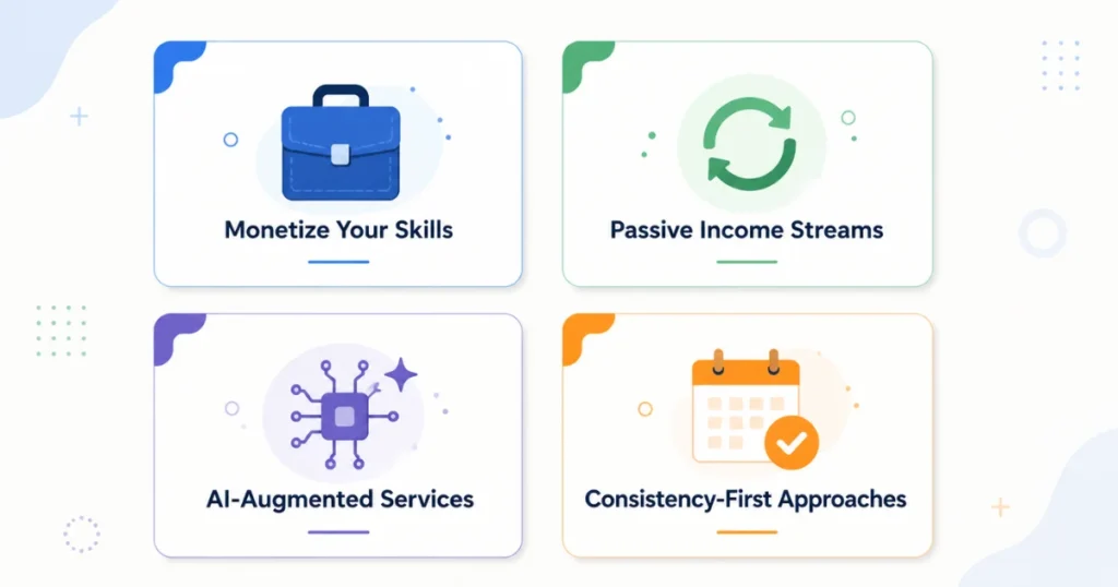 2x2 grid of four side hustle categories