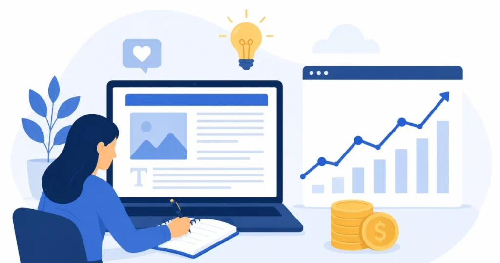 Blogging as a student side hustle — content creation leading to traffic and income