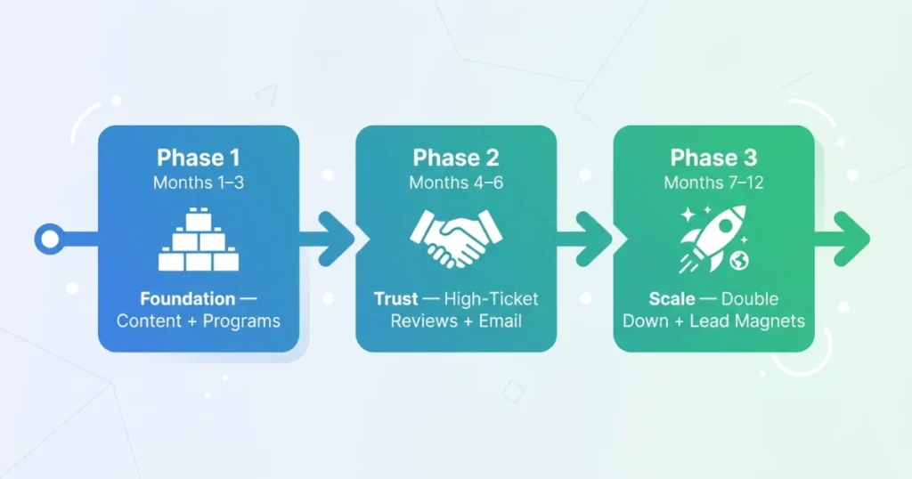 Three-phase affiliate building timeline