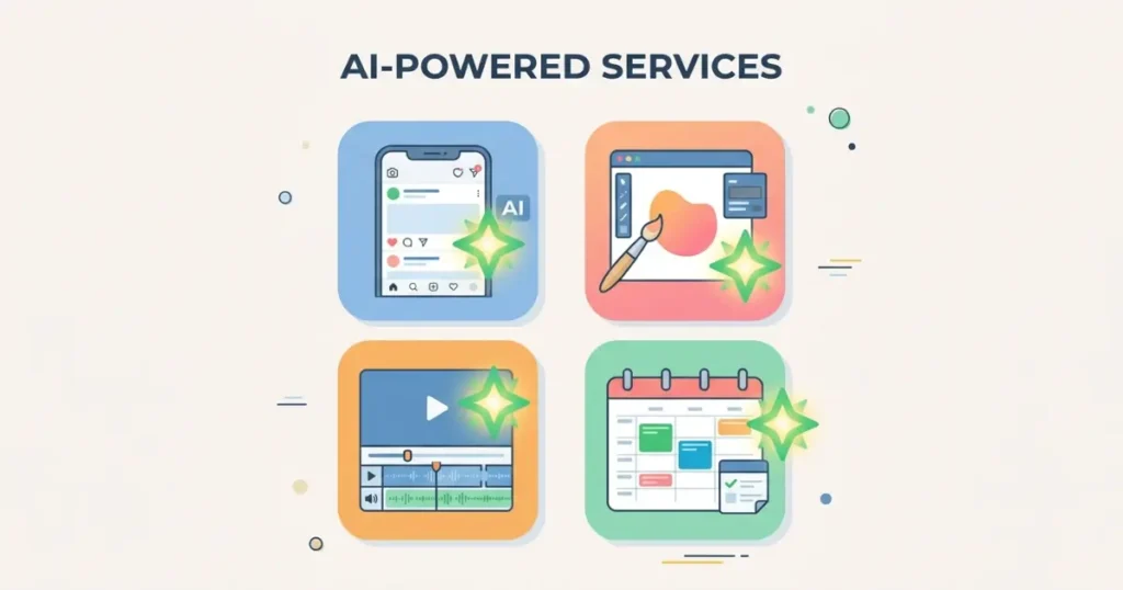 4 freelance service icons with AI