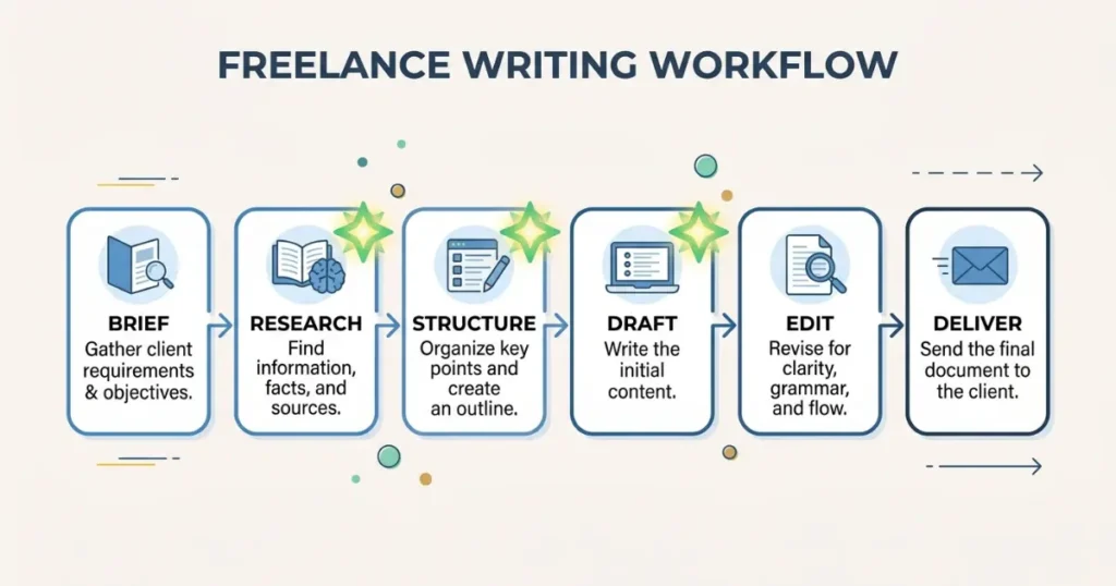 6-step project workflow flowchart