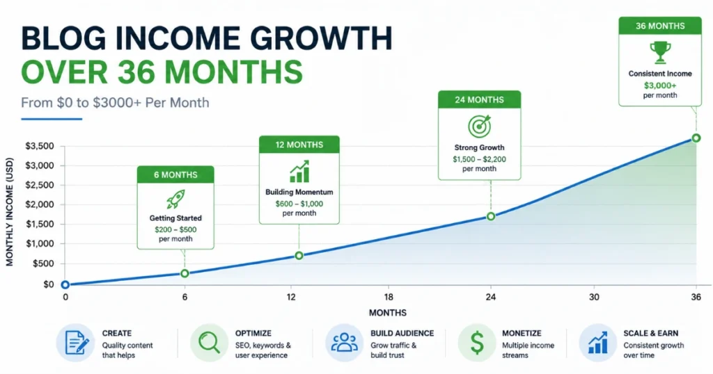 Blog income growth over time