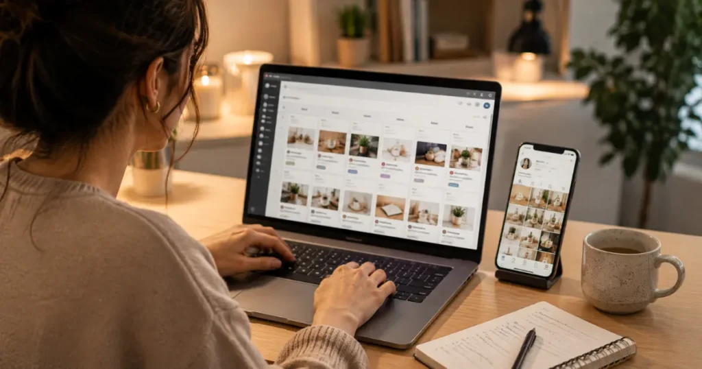 Content calendar and Instagram feed