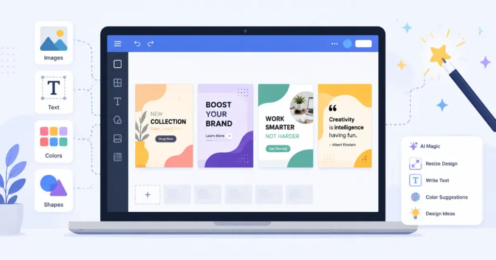 Designer using AI template tools