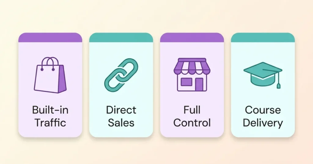 Four platform type cards with strengths