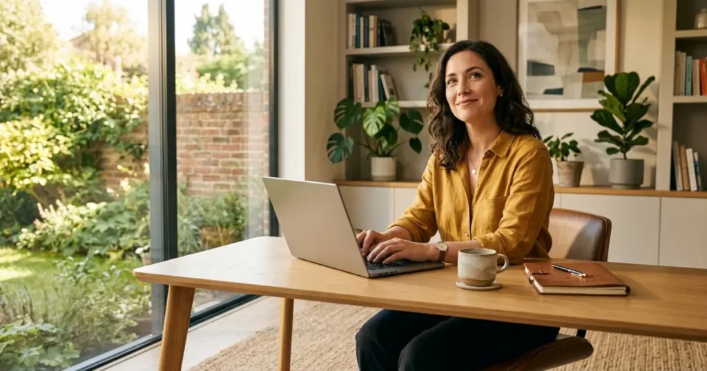 Freelancer working on laptop