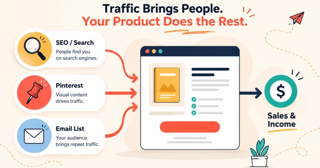 SEO, Pinterest, email driving traffic