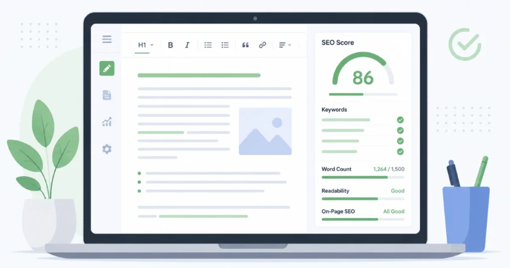 SEO content editor with score panel
