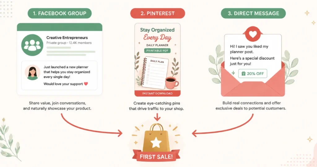 Three promotion channels driving first sale