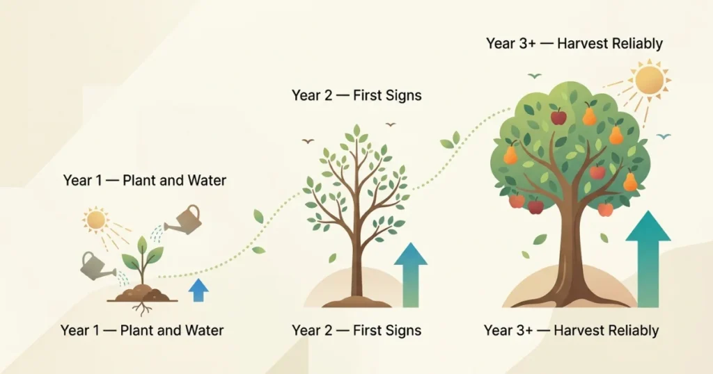 Three-stage planting to harvest timeline