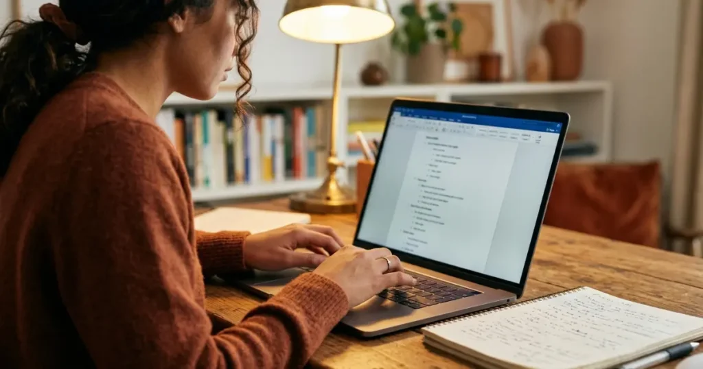 Writer with AI-generated outline