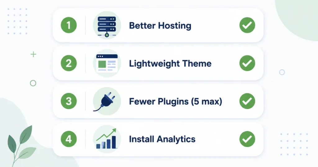 Four-step fix checklist for slow WordPress